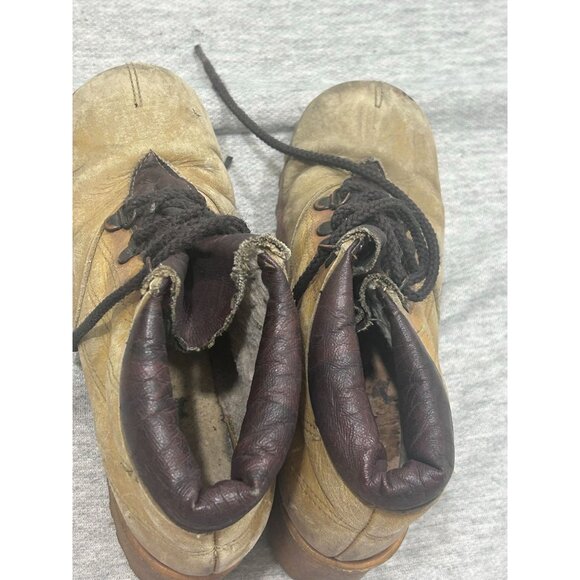 Two-Toned Boots Men's Size 9 Lace Up Mid Top Leather 90s Brown - Picture 3 of 7